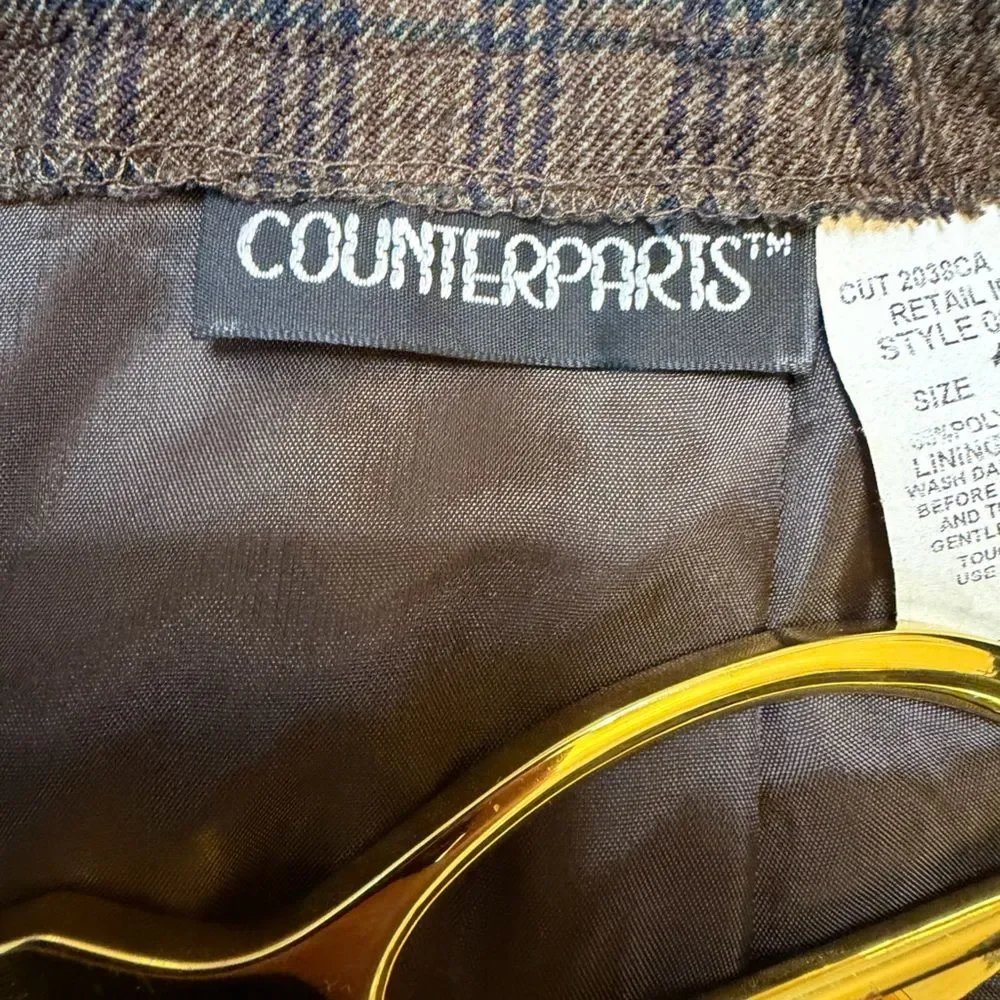 Counterparts size 12 brown plaid pencil skirt